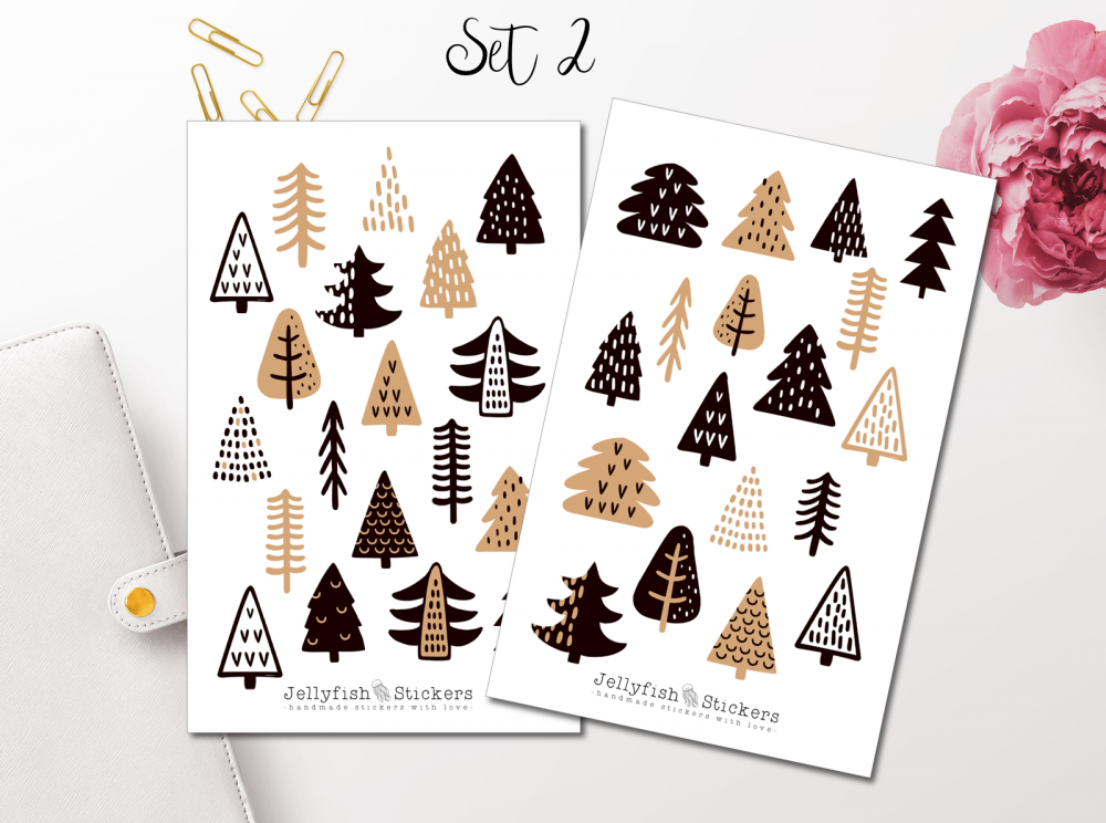 Christmas Trees and Animals Sticker Set